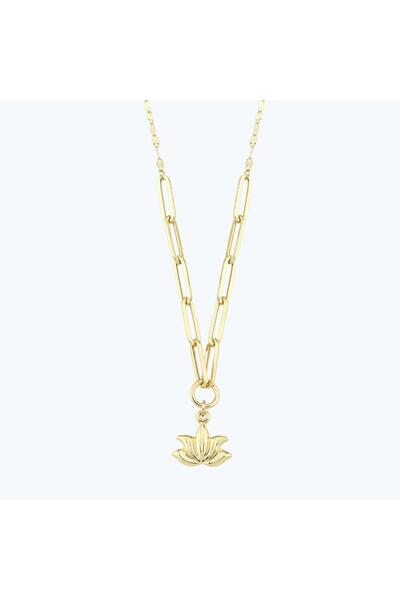 Altınbaş Altın Zincir Lotus Çiçeği Kolye