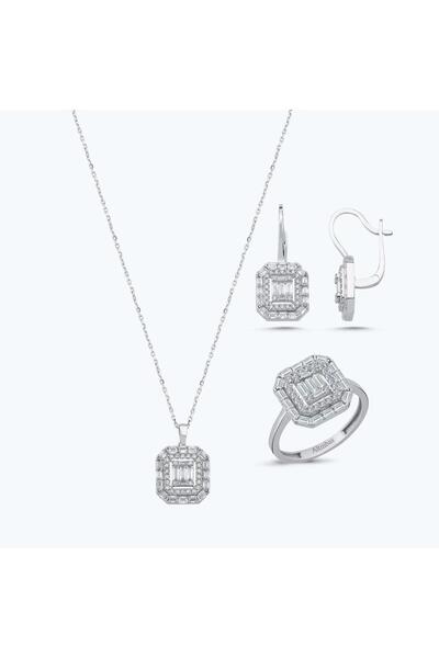 Altınbaş Altın Üçlü Baget Taşlı Set