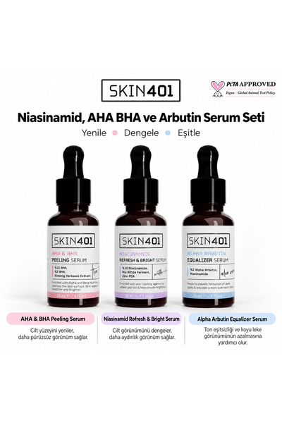 Skin401 Gözenek, Siyah Nokta ve Koyu Leke Görünümüne Karşı 3’lü Serum Seti – ...
