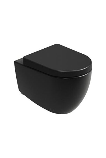 AQUA BAGNO Voca  Asma Klozet 54 cm. , Mat siyah  -Set 2 parça -DP kapak dahil