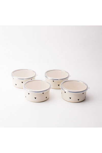 EMAYlab Black Cupid Enamel 4-Piece Bowl with Lid, Snack Bowl, Breakfast Bowl, Jam Bowl, Olive Bowl, Serving Set 8cm 20