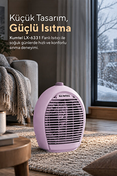 KUMTEL 2000 W 3 Kademeli Sıcak-Soğuk Üflemeli Elektrikli Fanlı Isıtıcı Lila LX-6331