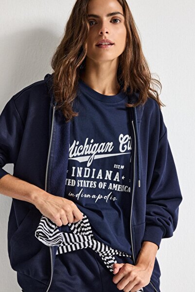 DeFacto Relax Fit Kapüşonlu Basic Düz Kalın Sweatshirt Kumaşı Hırka C1809AX25AU