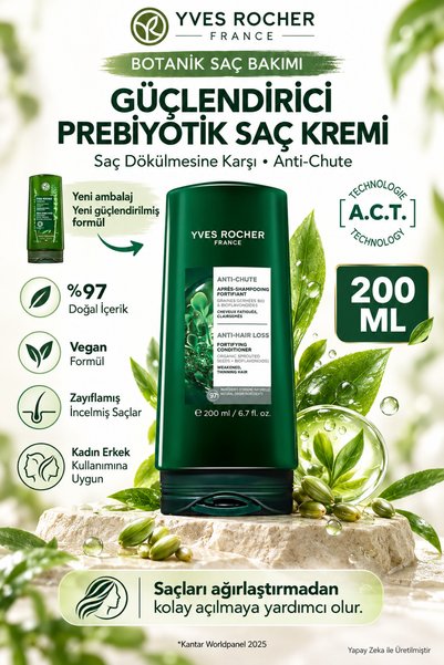Yves Rocher بلسم الشعر المقوي المضاد للتساقط بالبريبايوتكس نباتي 200 مل