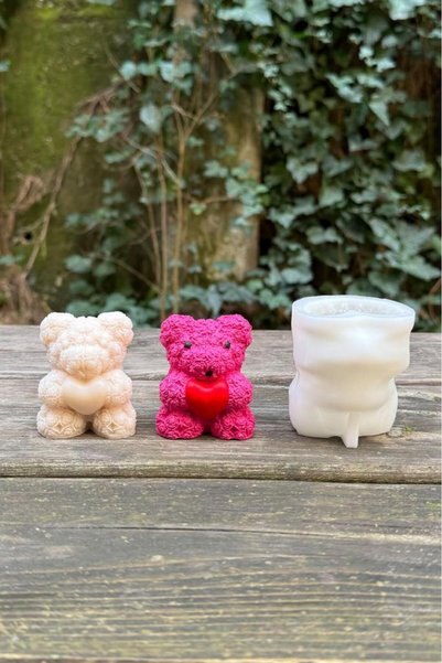 rufus concept Tedy Bear Gül Dokulu Küçük Silikon Mum Kalıbı