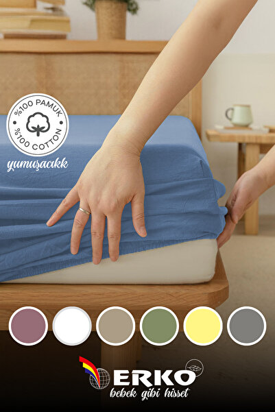 Erko Dört Mevsim 100% Cotton Jersey Fitted Sheet Single Double All Sizes