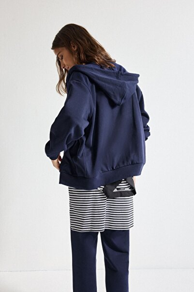 DeFacto Relax Fit Kapüşonlu Basic Düz Kalın Sweatshirt Kumaşı Hırka C1809AX25AU