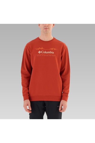 Columbia Cs0329 csc m nature and back crew sweatshirt brick red