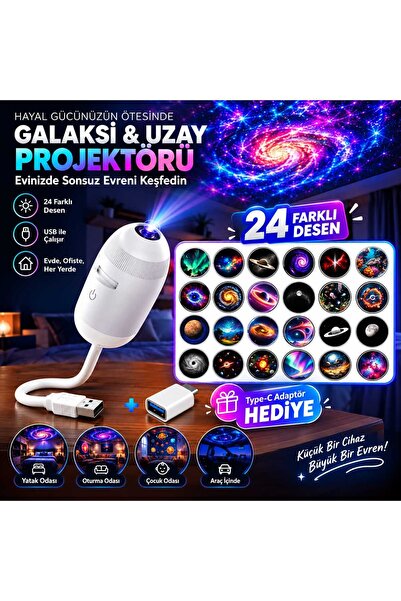 sgeteknoloji SGE TEKNOLOJİ 24 FARKLI DESENLİ USB LED PROJEKTÖR GECE LAMBASI 3...