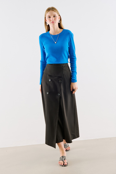 Manuka Anvelop Buttoned Design Skirt Black