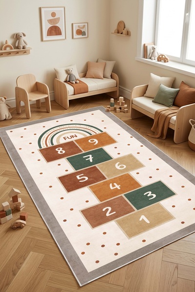 West Home Oyun halısı makinede yıkanabilir kaymaz taban leke tutmaz çocuk oda...