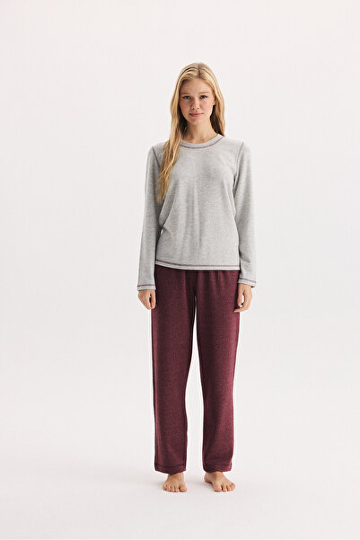 Etoile 100% Cotton Long Sleeve Soft Textured Comfortable Cut Pajama Set 27407