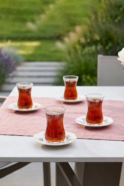 Rakle x Bengi Kurtcebe Anneanne Sofraları 8 Parça El Dekor Kesme Çay Seti 120 cc