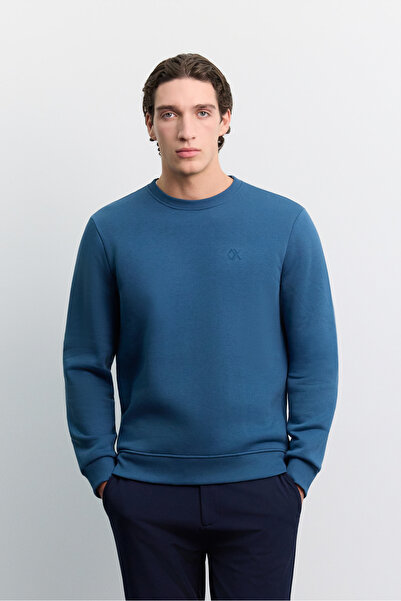 Avva Ανδρικό φούτερ Indigo Crew Neck με 3 κλωστές, ανθεκτικό στα -4 βαθμούς, ...
