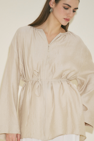Manuka Textured Drapey Tunic Stone