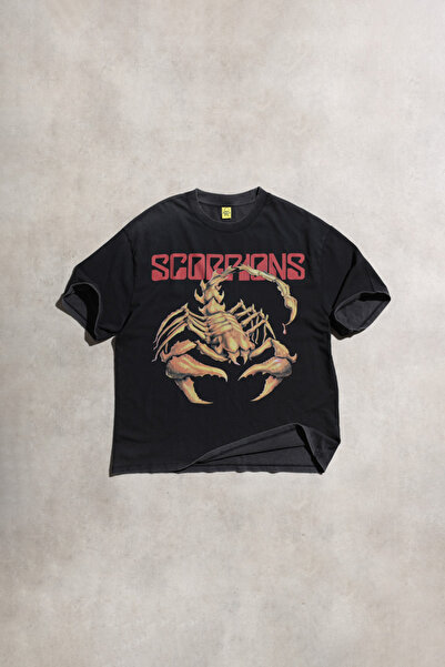 Overdrive Tricou unisex cu mânecă scurtă, oversize, cu spălare acidă, Scorpio...