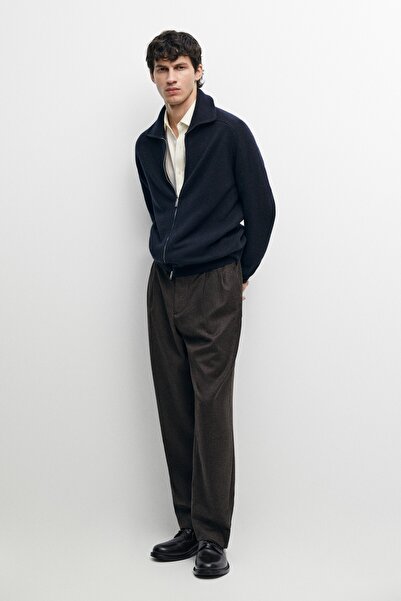 Massimo Dutti Yün karışımlı fermuarlı triko hırka