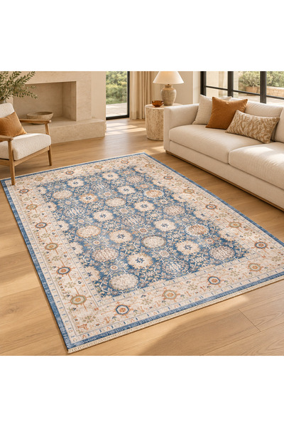ALA RUGS Yumuşak Dokulu Sık Dokuma Makine Halısı Vintage Etnik Desenli Salon ...