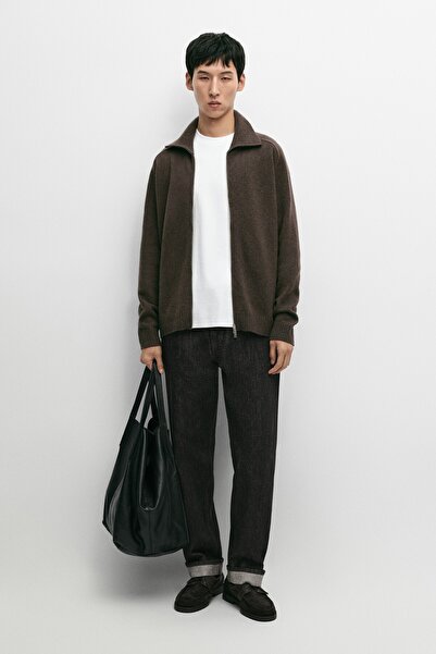 Massimo Dutti Yün karışımlı fermuarlı triko hırka
