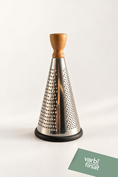 Varbifırsat Wooden Handle Conical Grater – Stainless Steel Premium Kitchen Gr...
