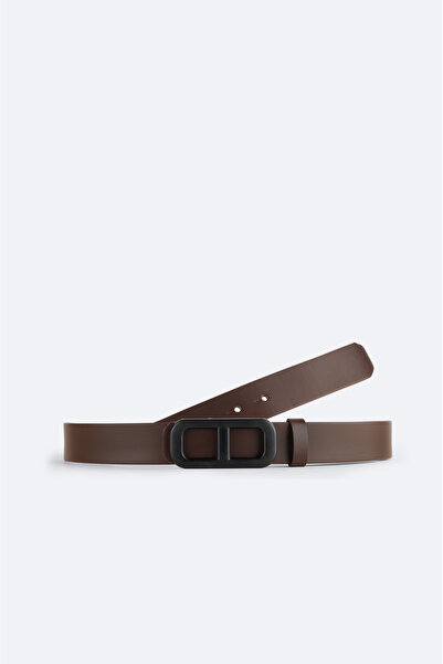 Avva Men's Brown Classic Buckle 100% Leather Belt B009309