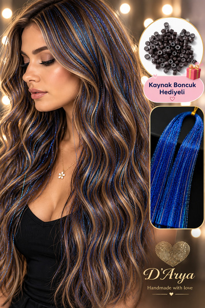 Darya Saks Mavisi Koyu Mavi Işıltılı Tinsel Saç Simi – Royal Blue Hair Tinsel...