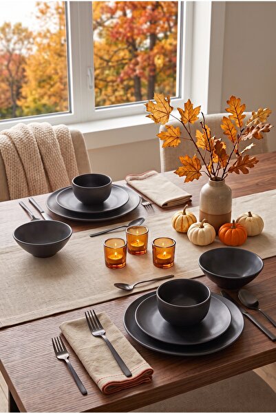 Happy Chef Velora Clay 8 Parça Yemek Takımı, Çanta Hediyeli, Thermoset Melamin