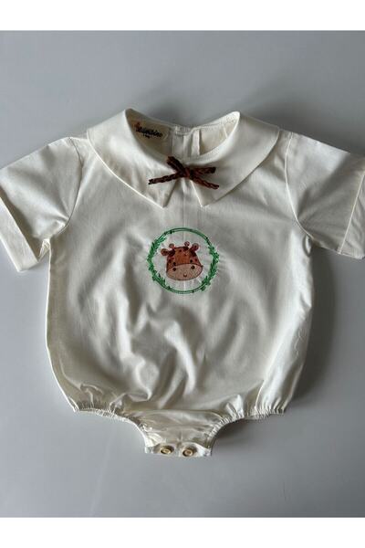 il mio bambino Giraffe Embroidery Baby Boy Shirt