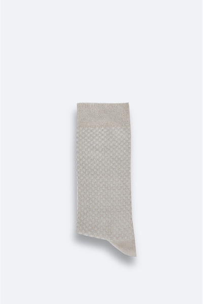 Avva Men's Beige Textured Bamboo Socks A42Y8508
