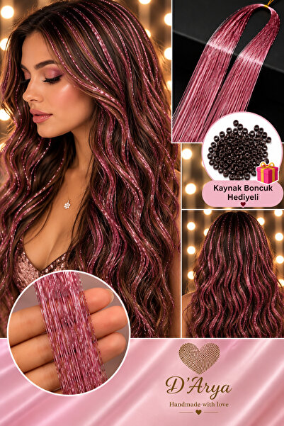 Darya D’Arya Açık Pembe Işıltılı Tinsel Saç Simi – Light Pink Hair Tinsel DD283