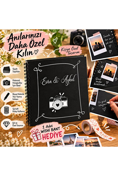 Koala Siyah Yapraklı Defter, Anı Defteri Polocard ,foto Albüm, Polaroid Foto ...