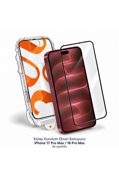 KVK PRİVACY iPhone 17 Pro Max / 18 Pro Max Uyumlu 5D Platinum Tam Kaplayan Si...