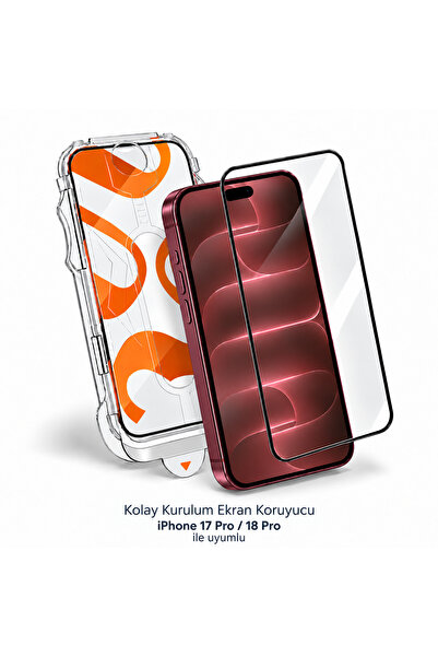 KVK PRİVACY iPhone 17 Pro / 18 Pro Uyumlu 5D Platinum Tam Kaplayan Siyah Çerç...