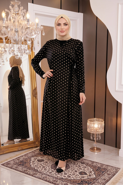 medipek Tie-Up Prayer Dress Polka Dot Stretch Fabric