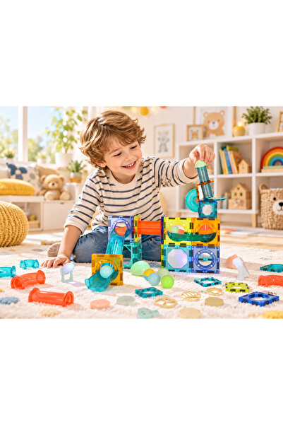 ideal STORE Set de constructie IdealStore, Blocuri magnetice luminoase, Pista...