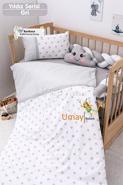 Umaybebek Baby Bedding Set, Knitted Protector, Bed Sheet - 100% Cotton