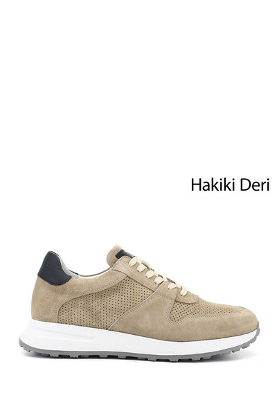 GÖNDERİ(R) Erkek Kum Nubuk Bağcıklı Hakiki Deri Comfort Sneaker