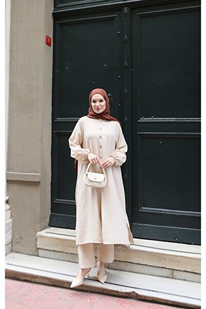 NİSUM MODA Linen Half Button Suit