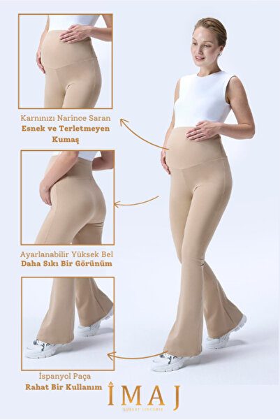 İmaj 436 Beige Color Recovery and Extra Stretchy High Waist Spanish Leggings ...