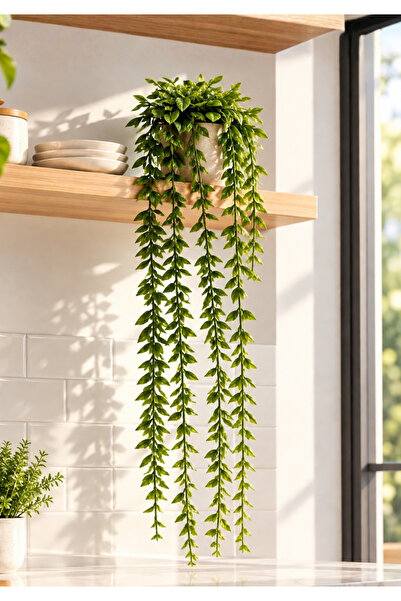 HOMİNG Homing Botanik Esinti Saksıda Yeşil Sarkan Bitki Okaliptus 59 cm