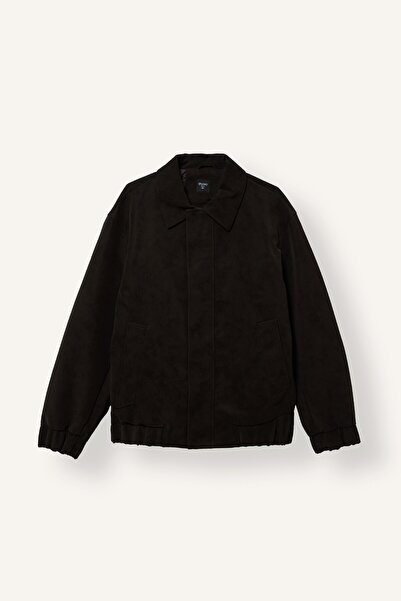 DeFacto Relax Fit Lined Zippered Suede Coat F7765Ax26Sp