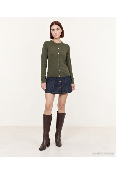 Yargıcı Regular Crew Neck Long Sleeve Cardigan