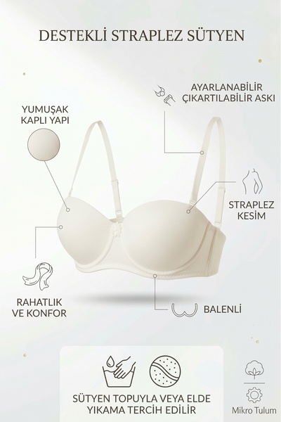 EBRULİ LİNGERİE Σουτιέν χωρίς τιράντες με ενίσχυση σιλικόνης