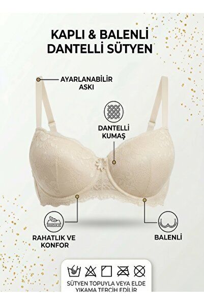 EBRULİ LİNGERİE حمالة صدر دانتيل مدعمة بالسيليكون