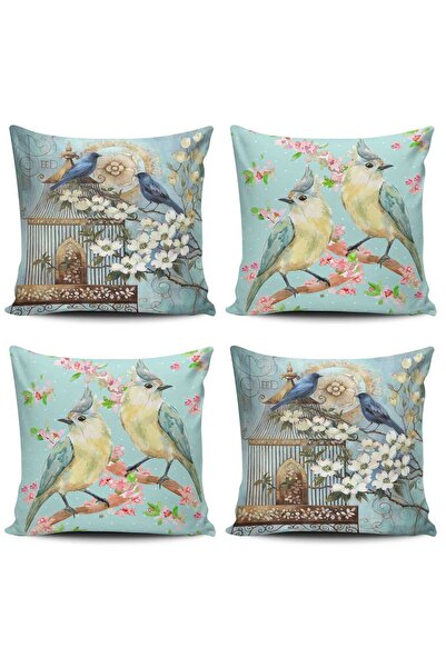 Alkan Homes Cute Birds 4-Piece Combination Cushion Cover