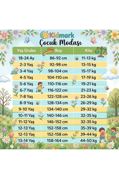 Kidmark Çocuk Modası طقم علوي وسفلي مخطط مطبوع عليه زهرة التوليب للفتيات