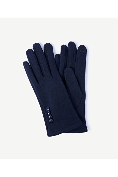 Yargıcı Button Detailed Fabric Plain Gloves