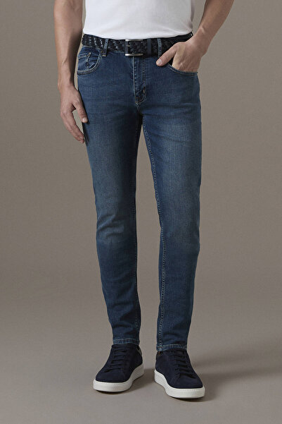 Hemington Pamuk Karışım Slim Fit Lacivert Taşlanmış Denim Pantolon