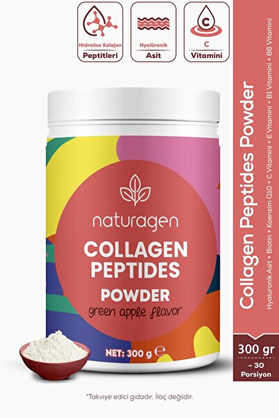 Naturagen Beauty Collagen Hidrolize Kolajen Peptitleri 300 gr Yeşil Elma | Hy...
