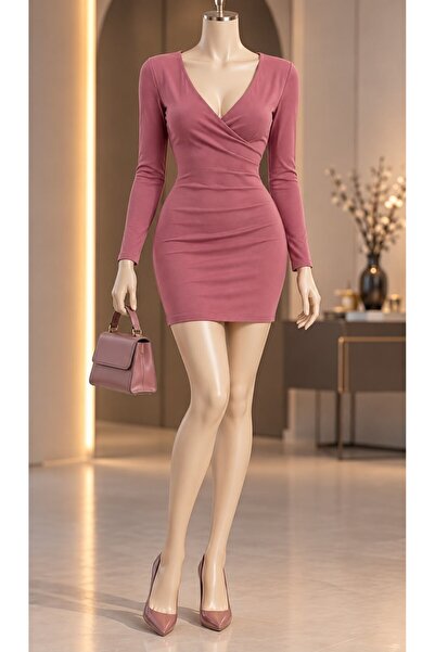 Modafeminen Rochie cu mâneci lungi din țesătură crep cu guler dublu 581879 GÜ...